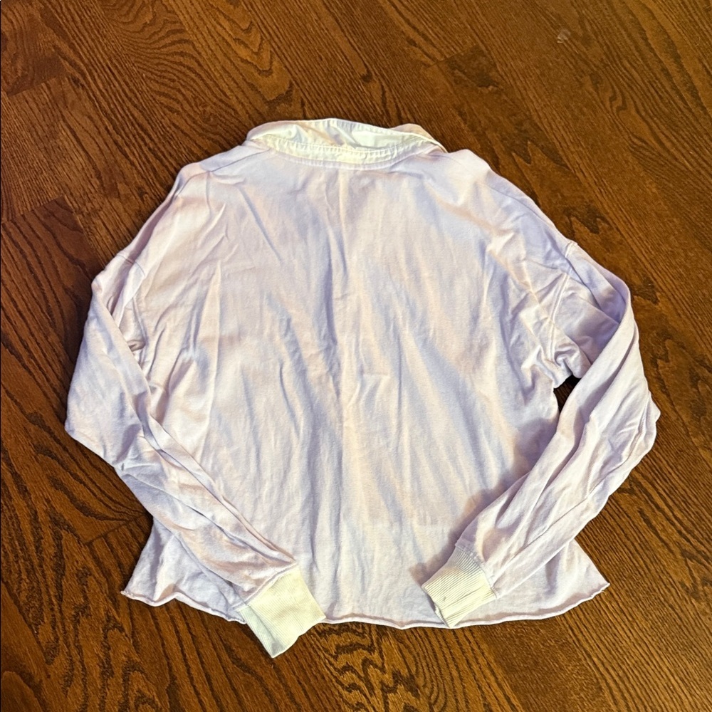 Aerie Light Purple Collared Long Sleeve Shirt - Picture 2 of 5